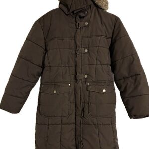 Big Chill Dark Brown Puffer Coat for Kids. Size 14 with detachable hood.